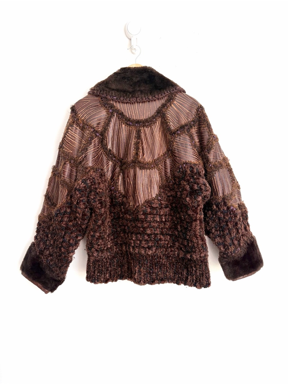 Art To Wear Patchwork Jacket Faux Fur Whimsigoth Dark Fairycore L - Picture 3 of 10